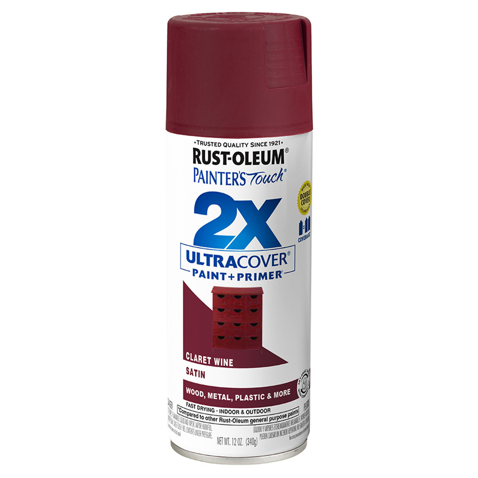Rust-Oleum Painter's Touch 2X Spray Paint - Satin Claret Wine, 12 Oz., Model# 334062DS